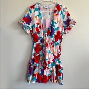 Hello Molly Mini Dress Women sz4 SMALL Artistic Girl Ruffle Party Spring Floral